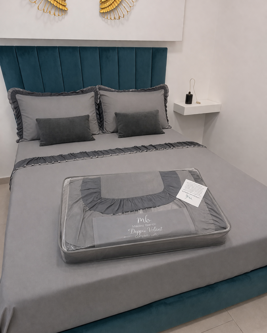 Completo Letto Doppio Volant Mastrobianco