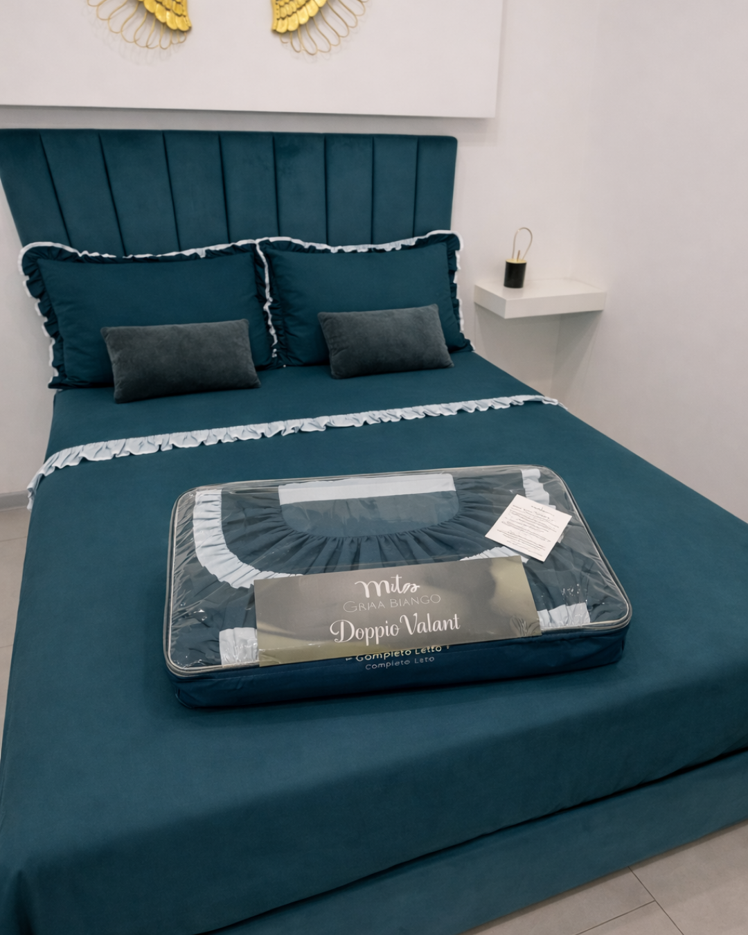 Completo Letto Doppio Volant Mastrobianco