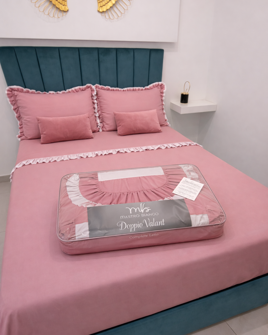 Completo Letto Doppio Volant Mastrobianco