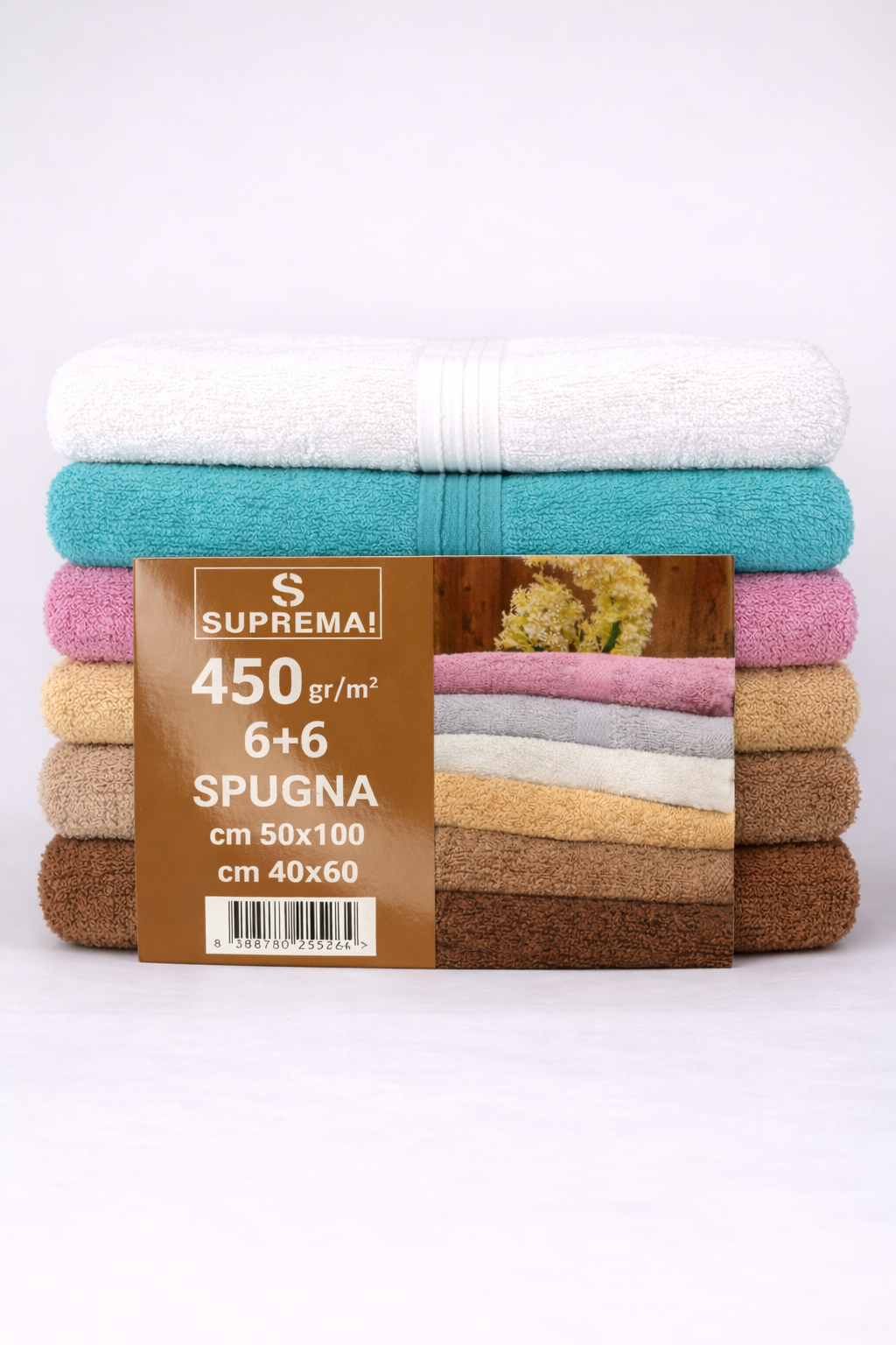 Asciugamani 6+6 Spugna Colorati