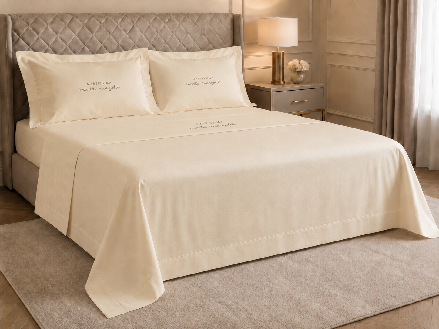 Completo Letto Matrimoniale Marta Marzotto Penelope - art. "Percalle" in 100% cotone