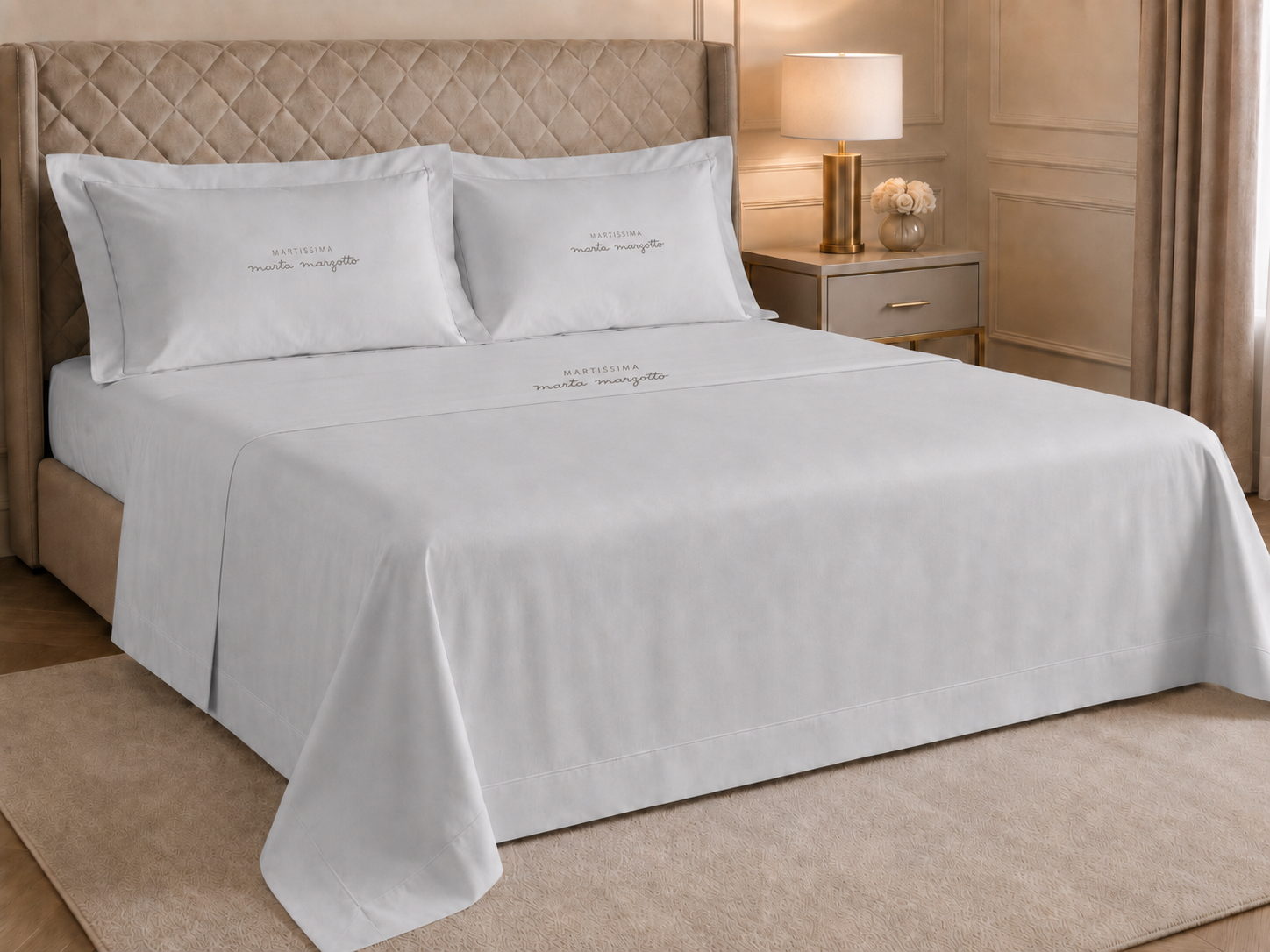 Completo Letto Matrimoniale Marta Marzotto Penelope - art. "Percalle" in 100% cotone