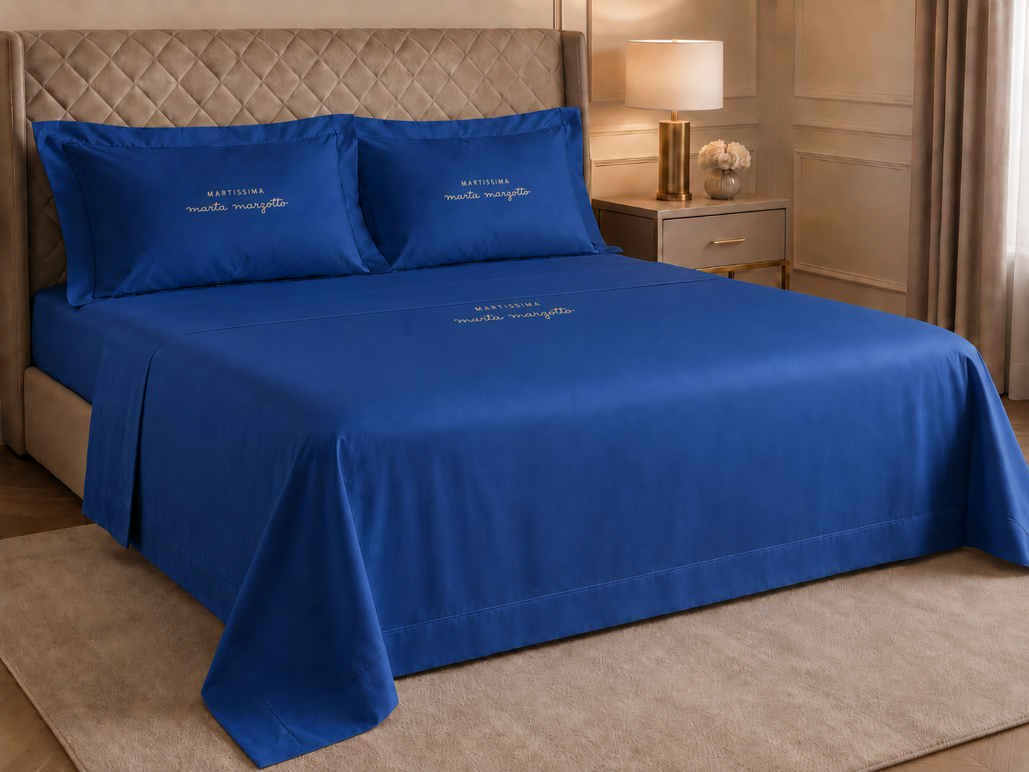 Completo Letto Matrimoniale Marta Marzotto Penelope - art. "Percalle" in 100% cotone