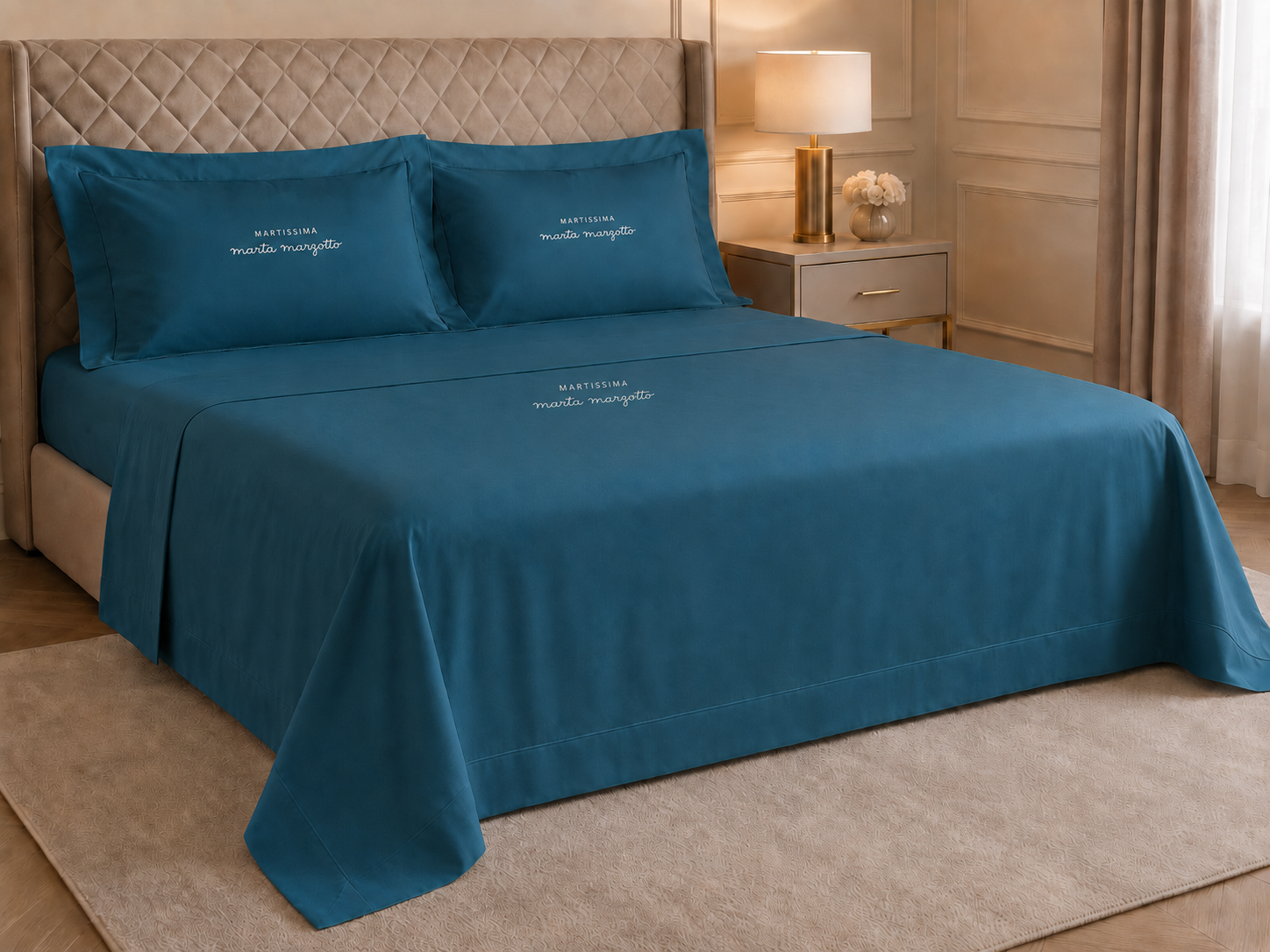 Completo Letto Matrimoniale Marta Marzotto Penelope - art. "Percalle" in 100% cotone