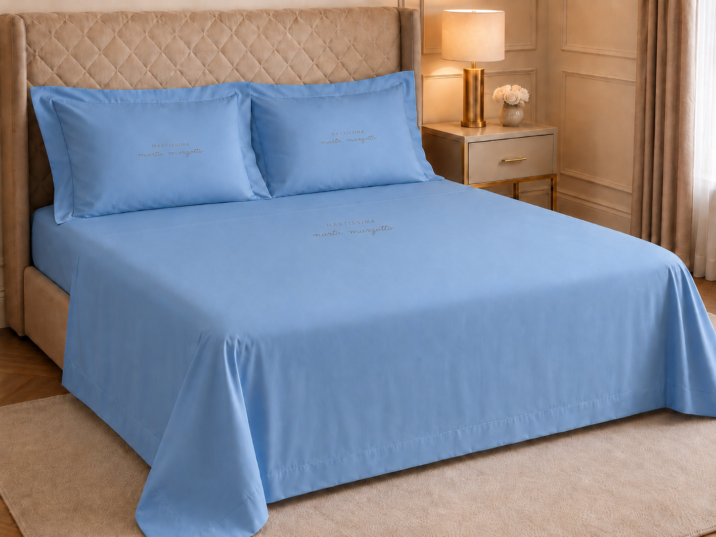 Completo Letto Matrimoniale Marta Marzotto Penelope - art. "Percalle" in 100% cotone