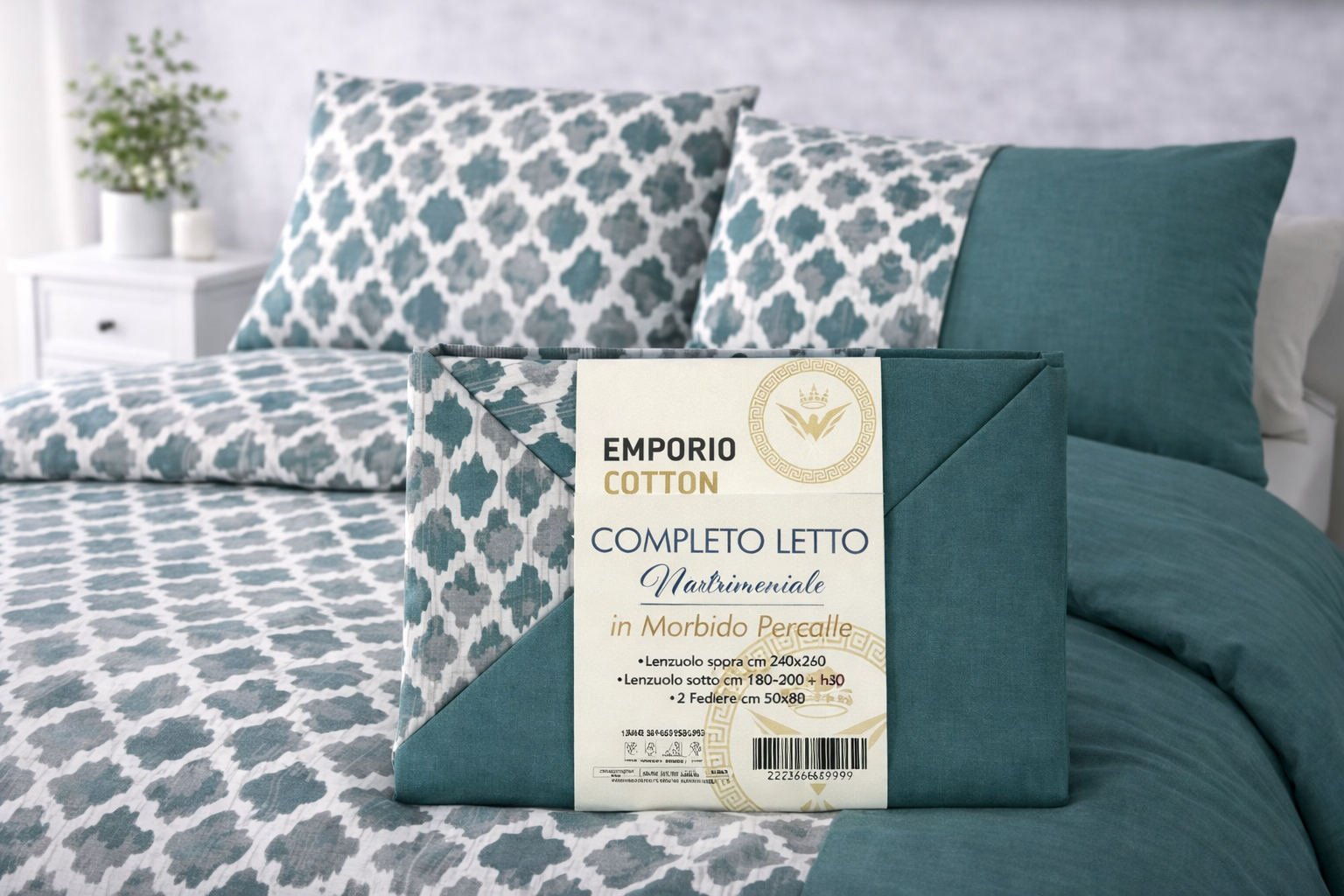 Completo Letto Matrimoniale in Percalle