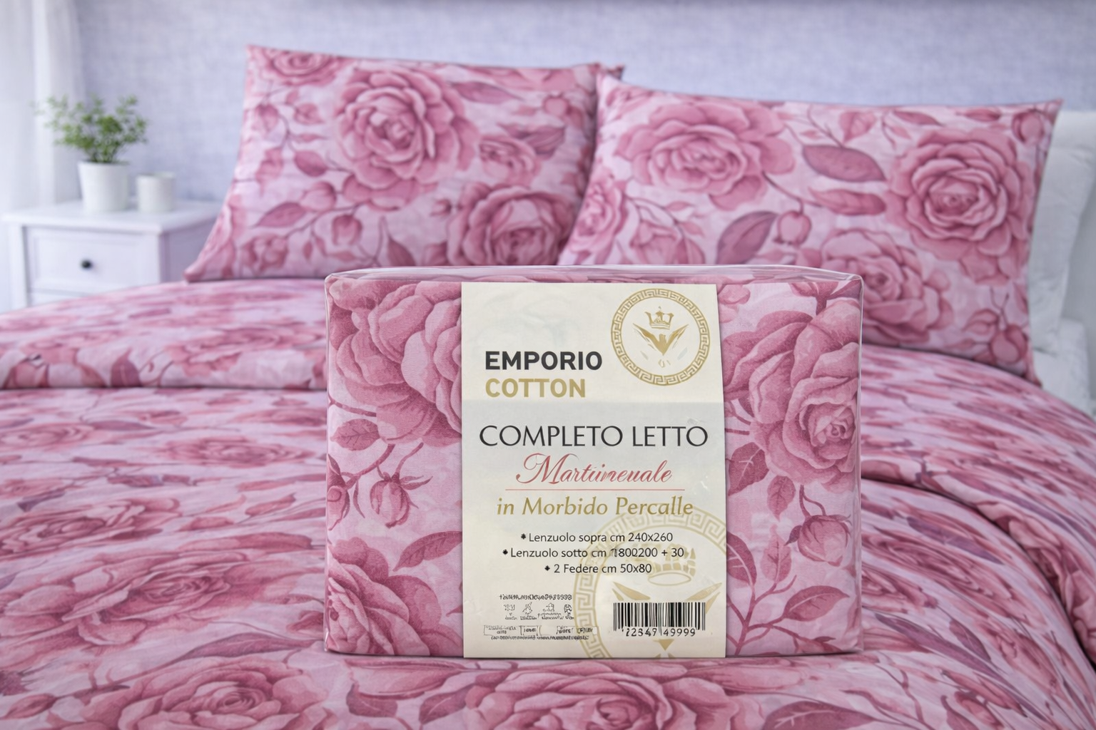 Completo Letto Matrimoniale in Percalle