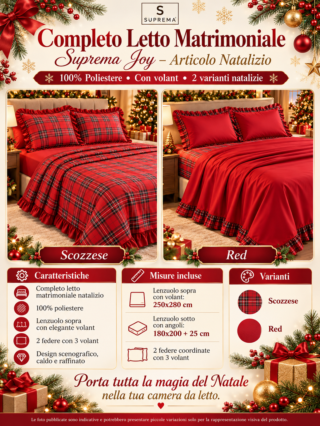 Completo Letto Matrimoniale SUPREMA JOY Natalizio
