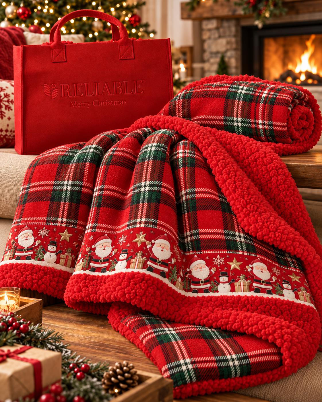 Plaid Agnellati con Borsa Matrimoniale in 100% poliestere art. "CALORE" - RELIABLE HOME