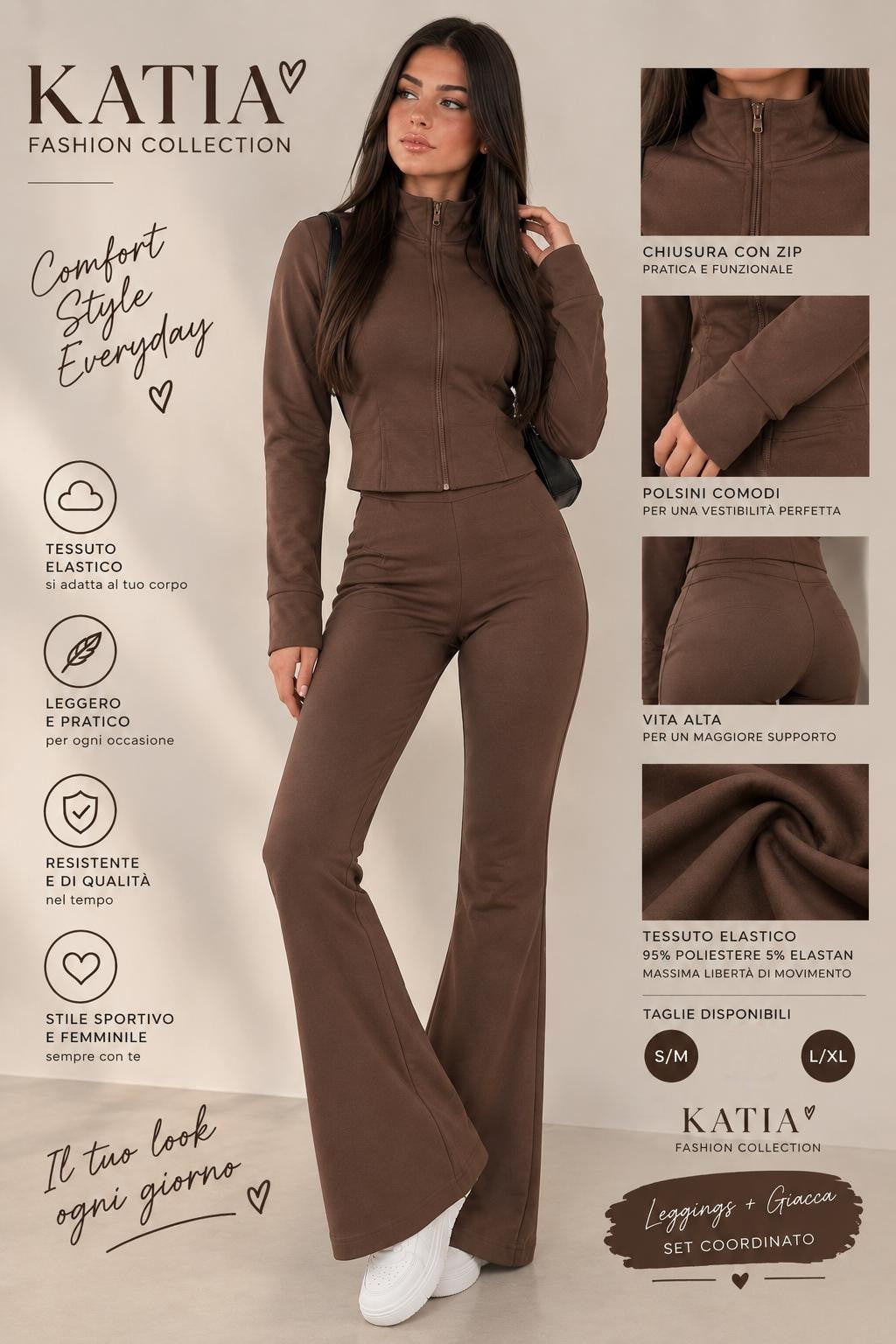 Tuta Sportiva Donna Katia Fashion Collection – Pantalone a Zampa