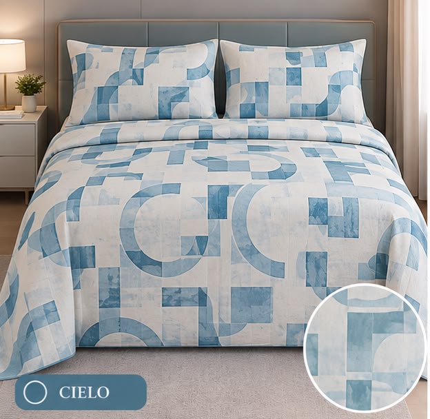Completo Letto Matrimoniale Juliet's Line Home Collection - SIRENA art. Geometrico-Foglie