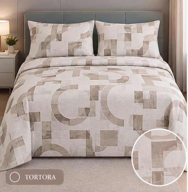 Completo Letto Matrimoniale Juliet's Line Home Collection - SIRENA art. Geometrico-Foglie