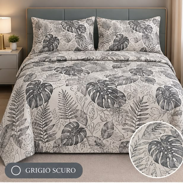 Completo Letto Matrimoniale Juliet's Line Home Collection - SIRENA art. Geometrico-Foglie