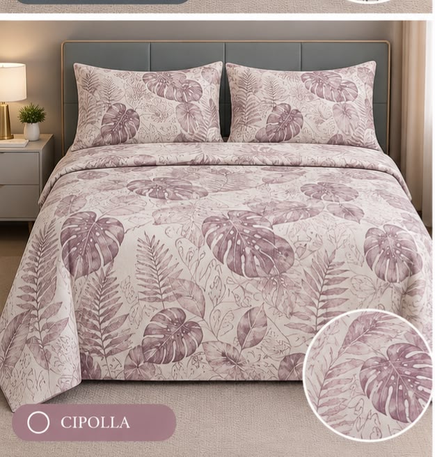 Completo Letto Matrimoniale Juliet's Line Home Collection - SIRENA art. Geometrico-Foglie