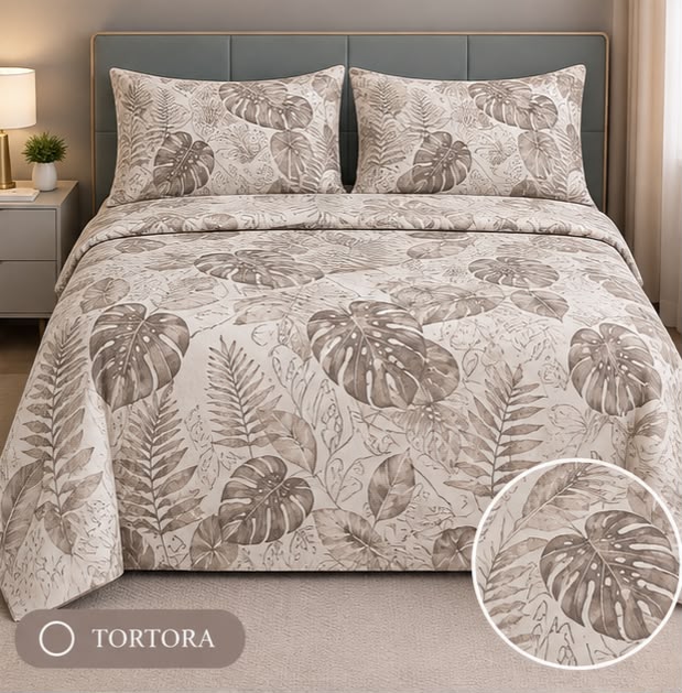 Completo Letto Matrimoniale Juliet's Line Home Collection - SIRENA art. Geometrico-Foglie