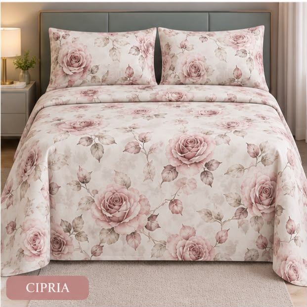 Completo Letto Matrimoniale Juliet's Line Home Collection - SIRENA art. Papavero-Rosé